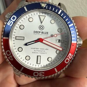 Deep Blue 1000 U.S.A Precision Diver Automatic Men’s Watch Pepsi Style Bezel
